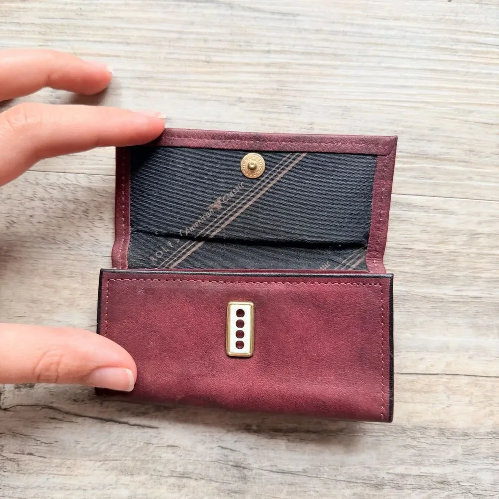 Vintage Rolfs Cowhide Genuine Leather Burgundy Key Holder Wallet Organize Floral